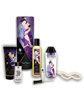Coffret collection plaisirs charnels 5 produits Shunga + un collier de perles 